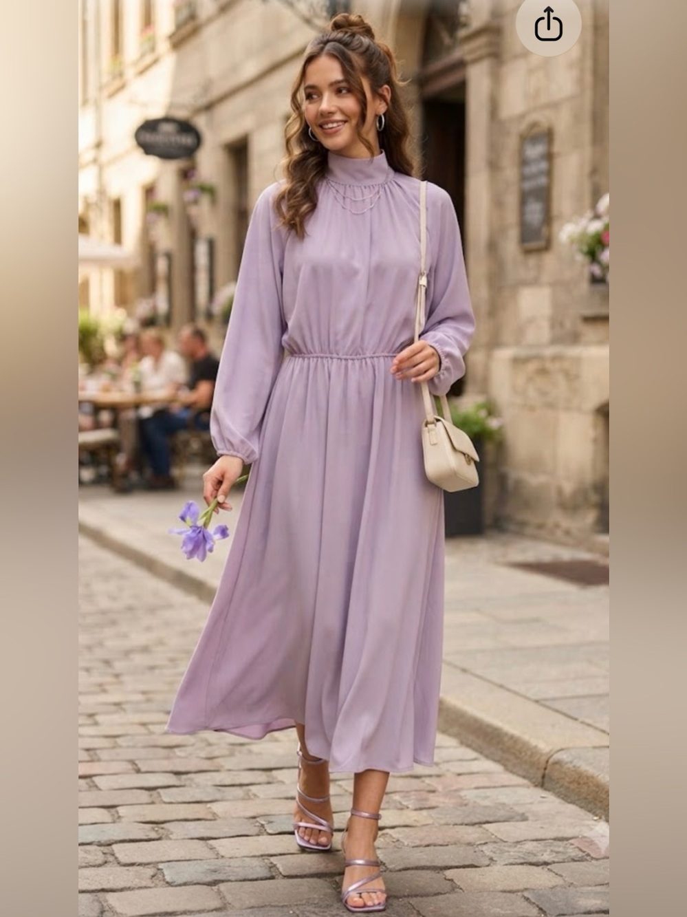 Prologue Lavender High-Neck Long Sleeve Dress